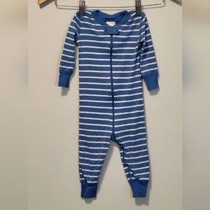 Hanna Andersson Onesie Zipup Blue Striped Pajamas